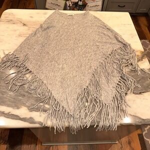 Elan One Size Angora Hair Blend Gray‎ Fringe Poncho